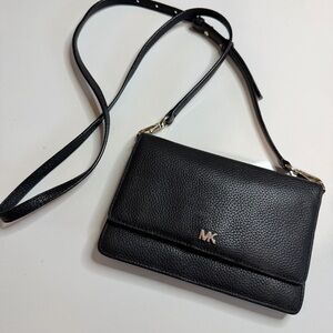 Michael Kors Black Pebbled Leather Crossbody Bag Wallet